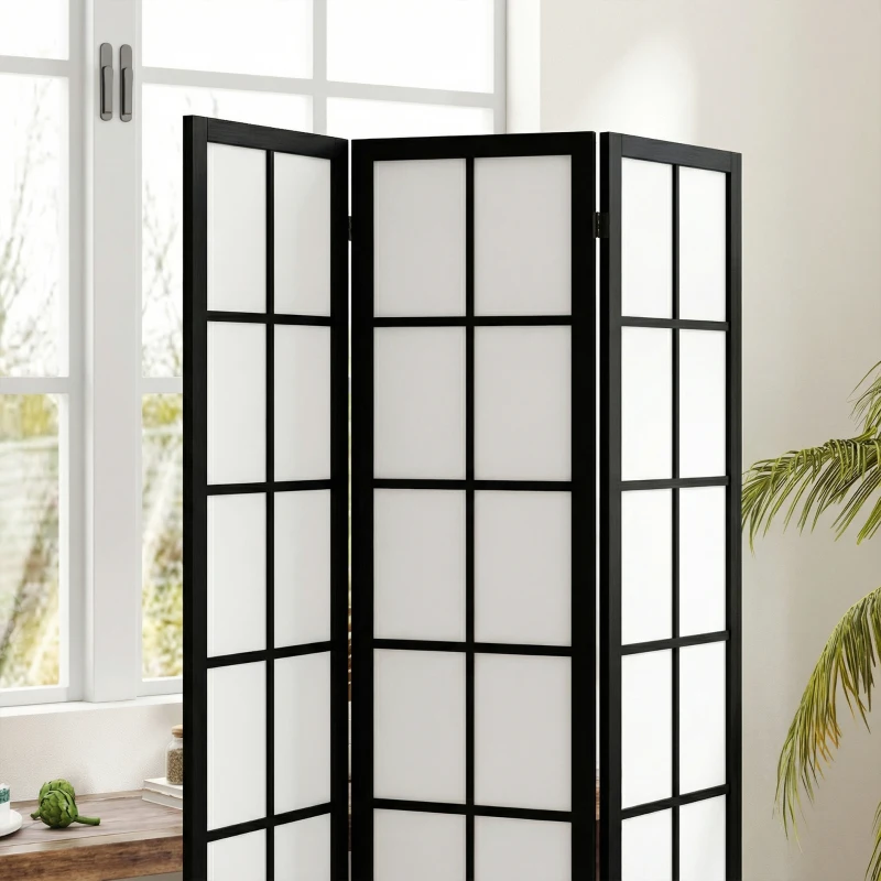 HOMCOM 3 Panel Room Divider, 5.6 ft Folding Wall Divider Room Partition for Home Office, Bedroom, Black