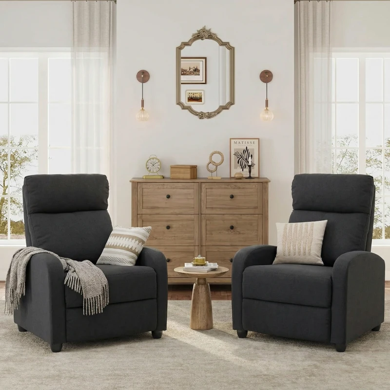 HOMCOM Single Recliner Sofa, Manual Home Theater Seating, Single Reclining Sofa Chair with Padded Seat for Living Room, Black