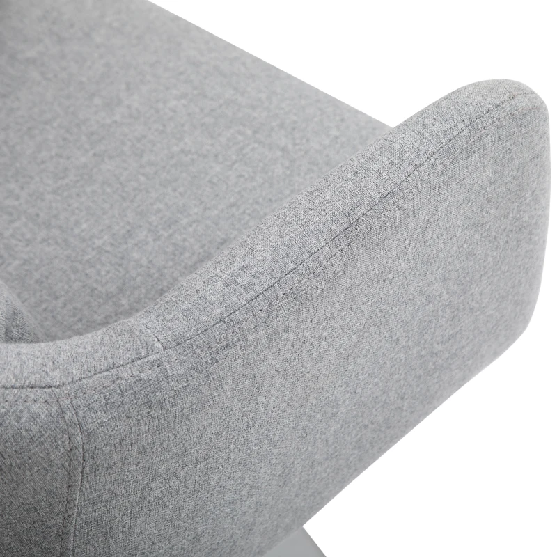 HOMCOM Leisure Chair with Metal Base, Modern Swivel Linen Midback Sofa Chair with Lumbar Support, for Living Room Bedroom Office, Grey