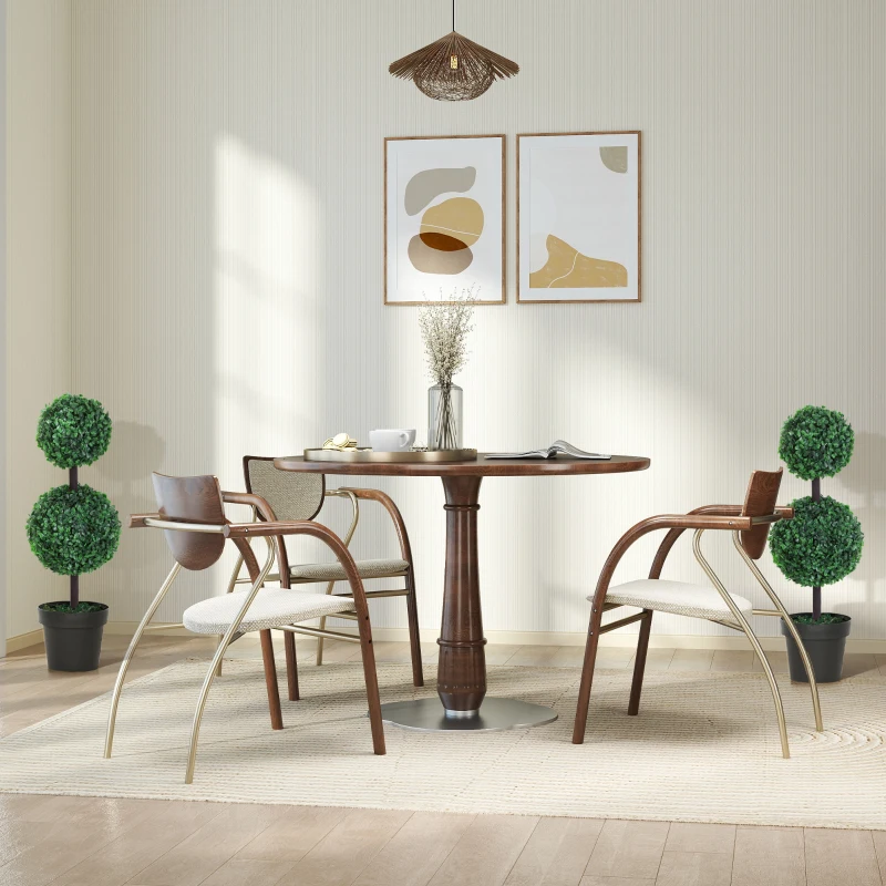 Outsunny 2 Ball Topiary Tree in Pot for Home Decor Set of 2, Artificial Plant for Home Office, Living Room Decor, Dark Green