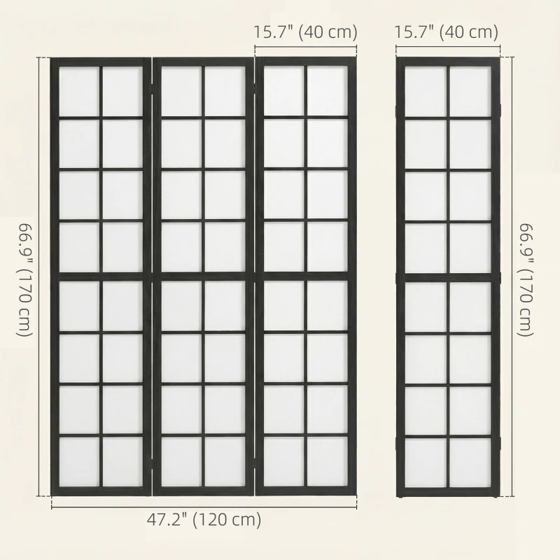 HOMCOM 3 Panel Room Divider, 5.6 ft Folding Wall Divider Room Partition for Home Office, Bedroom, Black