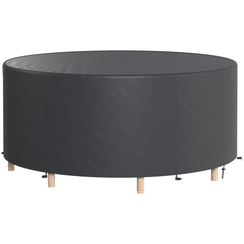 Outsunny Heavy Duty Outdoor Patio Furniture Cover, Waterproof Round Table Cover for Weather Protection 84.3" Dia. x 27.6"H, Black