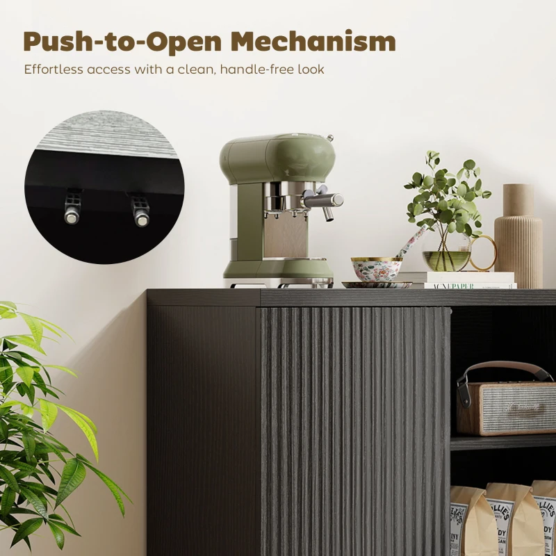 HOMCOM Sideboard Buffet Cabinet Set of 2, Kitchen Cabinet with Soft-Close Door and Adjustable Shelves, Distressed Black Grey