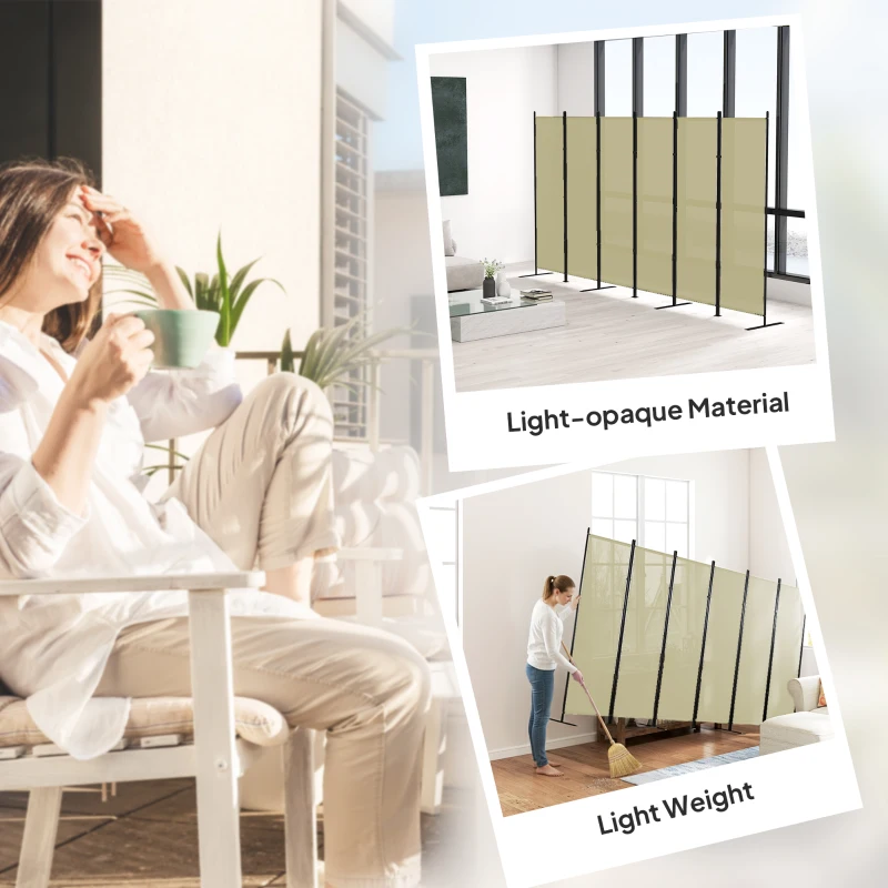 HOMCOM 6 Panel Room Divider, 6 Ft Folding Privacy Screen, Portable Freestanding Partition Wall Divider, Beige