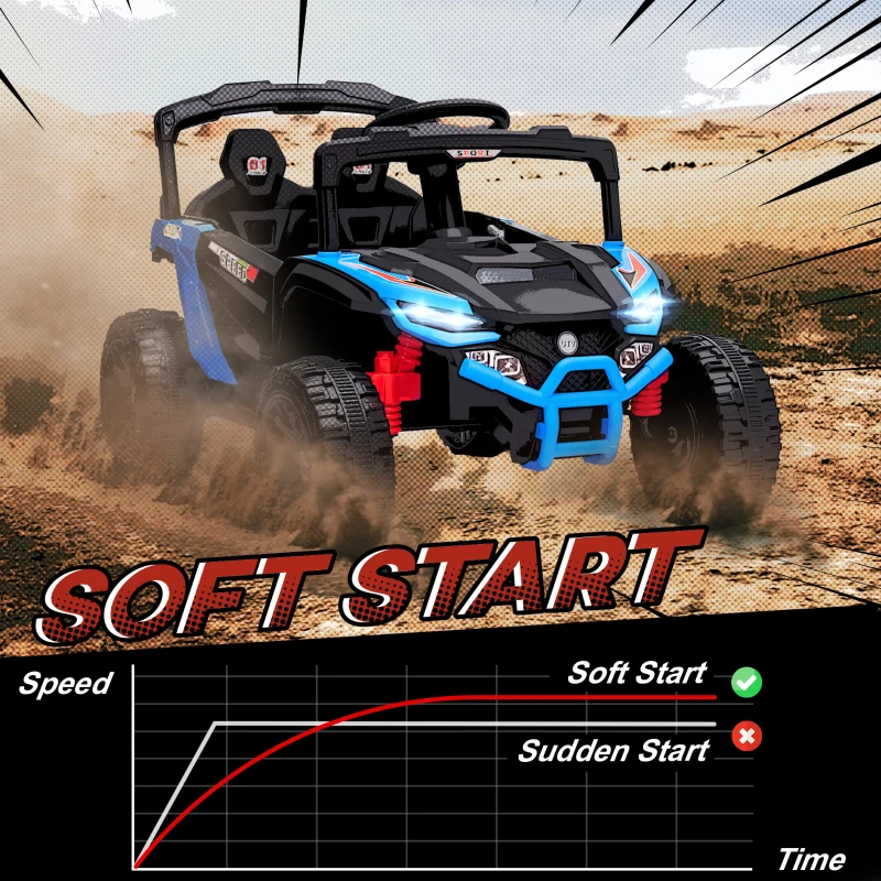 Qaba 12V Kids Ride On Truck, Battery Powered Electric UTV Vehicle with Rear Suspension, Remote Control for 3-5 Years, Blue