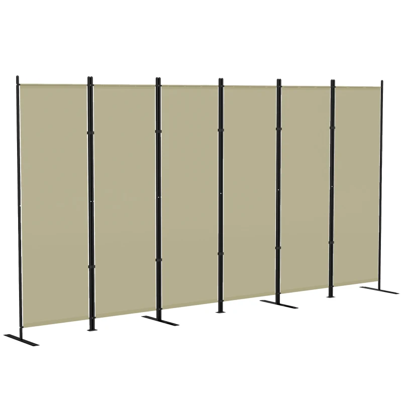HOMCOM 6 Panel Room Divider, 6 Ft Folding Privacy Screen, Portable Freestanding Partition Wall Divider, Beige