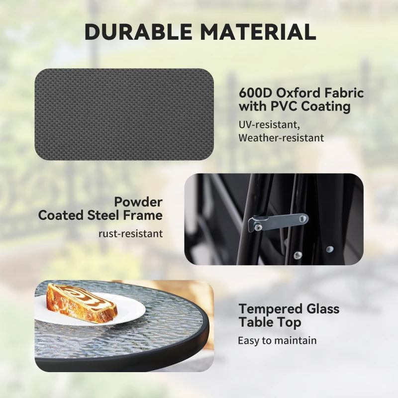 Outsunny 3-Piece Outdoor Foldable Rocking Chair Set, Orange