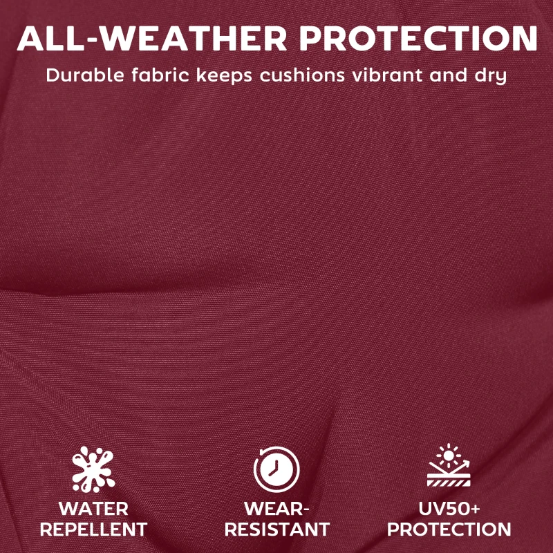 Outsunny Chaise Lounge Cushion, 4" Thick Outdoor Lounge Chair Cushion with Ties for Patio, 21" x 72 ", Red