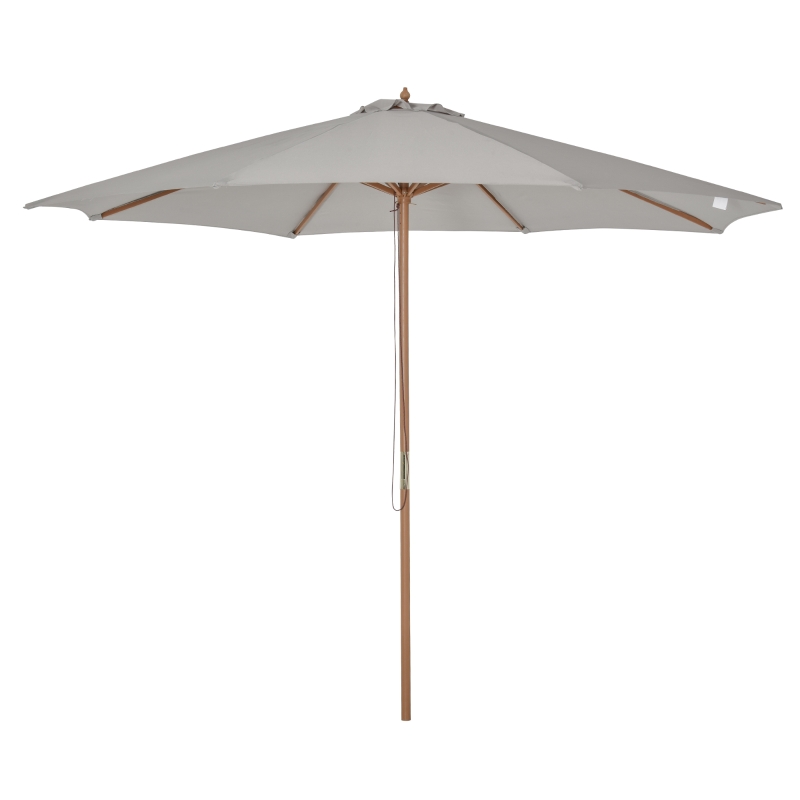 Outsunny 10' x 8' Wooden Patio Umbrella, Garden Parasol, Outdoor Sunshade Canopy with Bamboo Rib for Outdoor, Grey