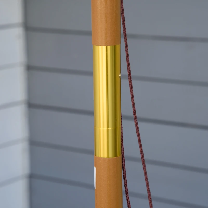 Outsunny 10' x 8' Wooden Patio Umbrella, Garden Parasol, Outdoor Sunshade Canopy with Bamboo Rib for Outdoor, Khaki