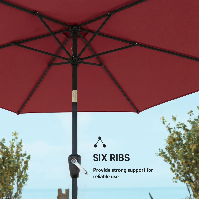 Outsunny 9FT Patio Umbrella, Outdoor Table Patio Umbrellith Tilt, Crank, 6 Ribs, UV Protection for Garden, Lawn, Deck, Backyard