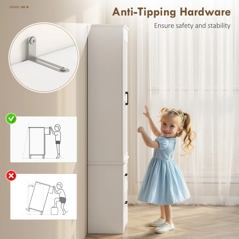 HOMCOM Tall Pantry Cabinet, 67" Kitchen Storage Cabinet with Adjustable Shelves and 2 Drawers for Kitchen, Dining Room, White