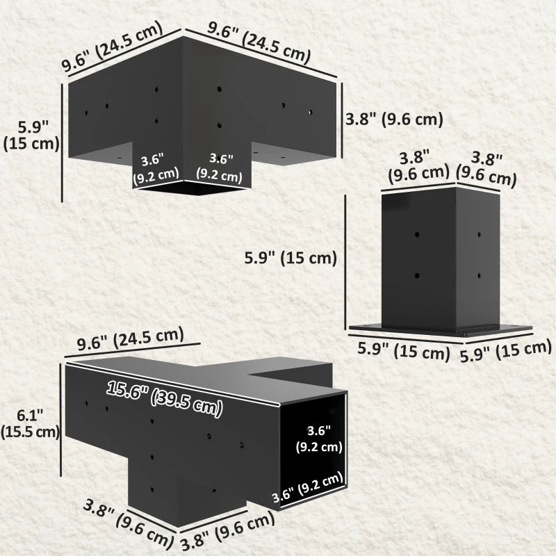 Outsunny 12PCS Pergola Kit, Pergola Brackets with 3-Way & 4-Way Corner Brackets for 4"x4" (Actual 3.6"x3.6") Lumber