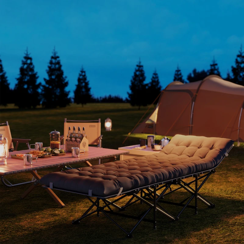 Outsunny 26.8" Wide Folding Bed, Camping Cot for Adults with Cushion, Carry Bag, Max Load 330 LBS, Black