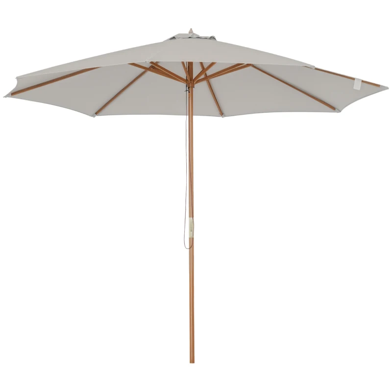 Outsunny 10' x 8' Wooden Patio Umbrella, Garden Parasol, Outdoor Sunshade Canopy with Bamboo Rib for Outdoor, Grey