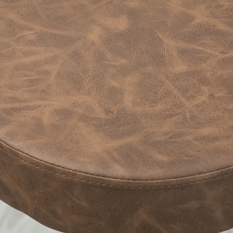 HOMCOM Modern Adjustable Bar Stools Set of 2, Swivel Barstool with Footrest, PU Leather Round Top for Kitchen, Brown