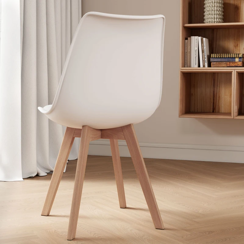 HOMCOM Modern Dining Table Chairs Set of 4, Rubber Wood Kitchen Table Chairs with PU Leather Cushion for Living Room, Bedroom