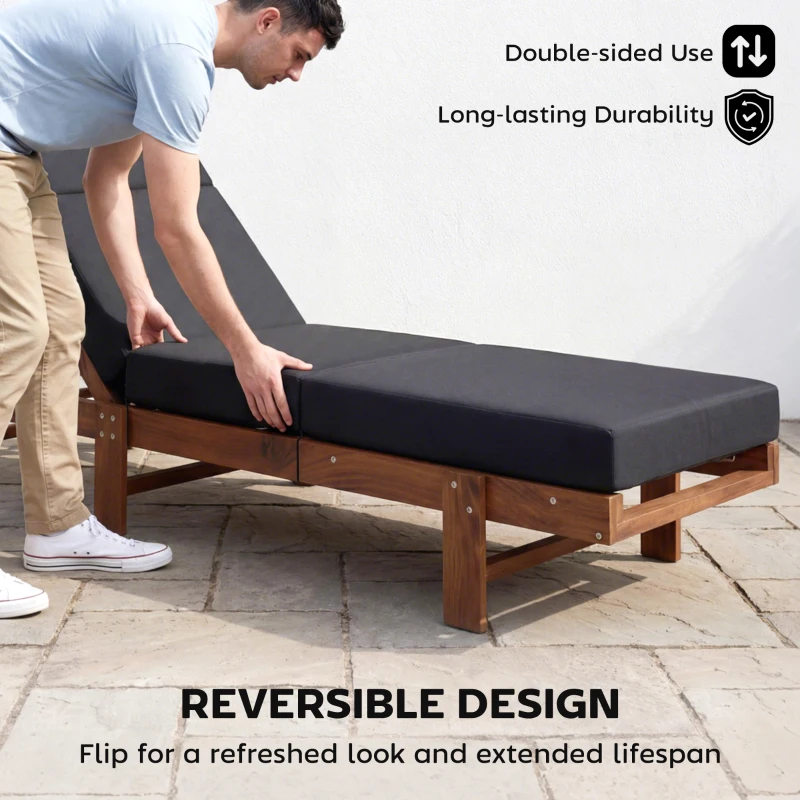 Outsunny Chaise Lounge Cushion, 4" Thick Outdoor Lounge Chair Cushion with Ties for Patio, 21" x 72 ", Gray