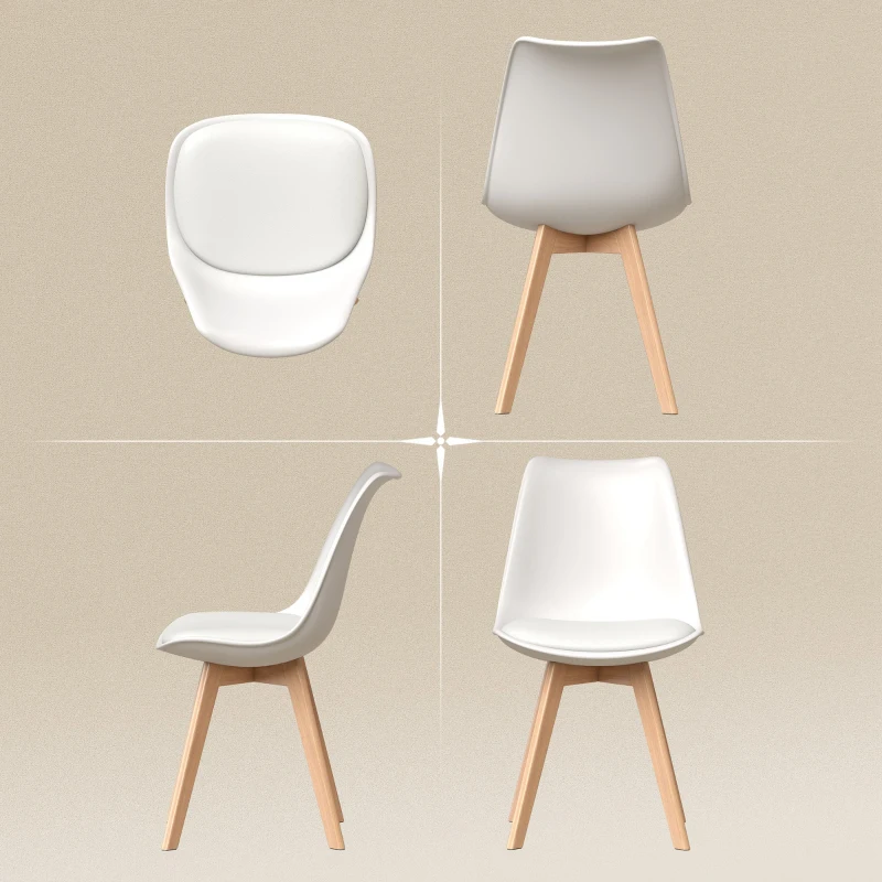 HOMCOM Modern Dining Table Chairs Set of 6, Rubber Wood Kitchen Table Chairs with PU Leather Cushion for Living Room, Bedroom