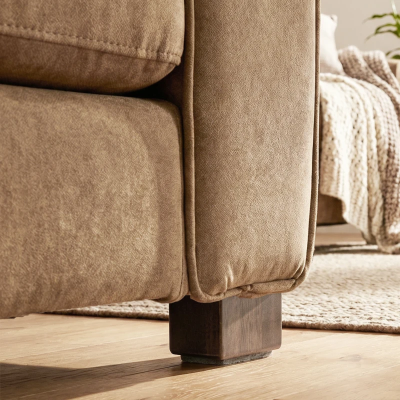 HOMCOM Accent Chair, Velvet-feel Fabric Armchair with Wide Seat, Spring Cushion, Solid Wood legs, Brown