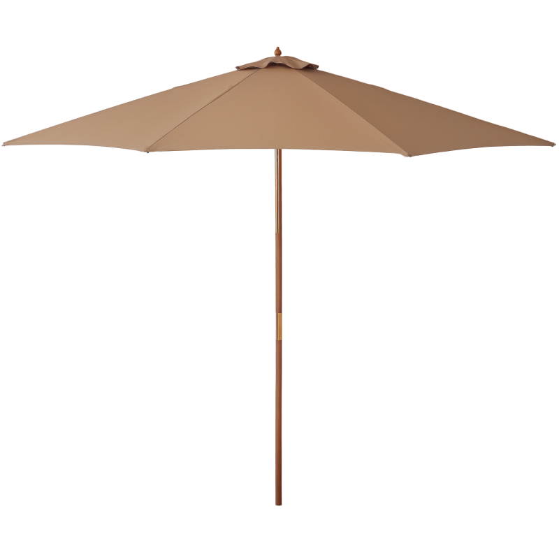 Outsunny 10' x 8' Wooden Patio Umbrella, Garden Parasol, Outdoor Sunshade Canopy with Bamboo Rib for Outdoor, Khaki