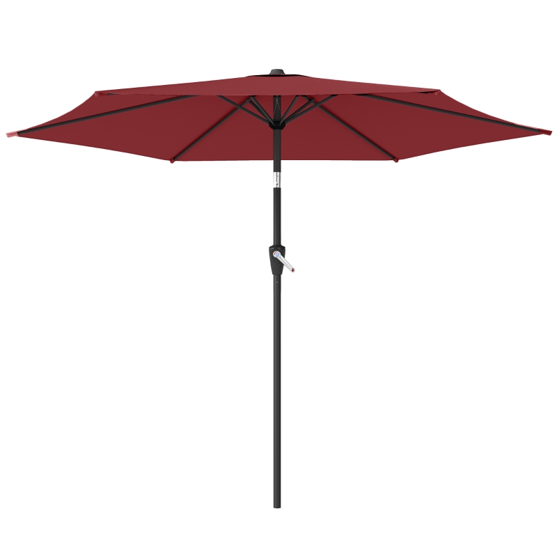 Outsunny 9FT Patio Umbrella, Outdoor Table Patio Umbrellith Tilt, Crank, 6 Ribs, UV Protection for Garden, Lawn, Deck, Backyard