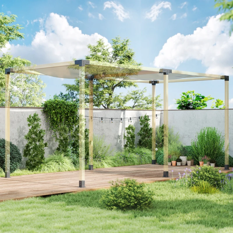 Outsunny 12PCS Pergola Kit, Pergola Brackets with 3-Way & 4-Way Corner Brackets for 4"x4" (Actual 3.6"x3.6") Lumber