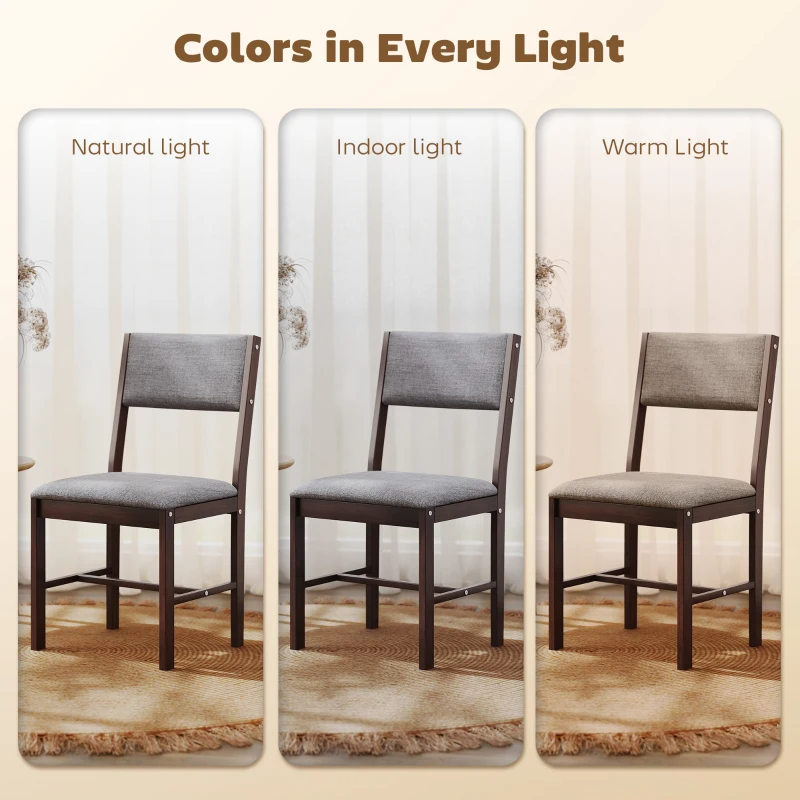 HOMCOM Modern Dining Chairs Set of 4, Linen Fabric Kitchen Chairs with Rubberwood Legs for Dining Room, Living Room, Gray