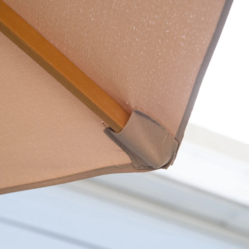 Outsunny 10' x 8' Wooden Patio Umbrella, Garden Parasol, Outdoor Sunshade Canopy with Bamboo Rib for Outdoor, Khaki