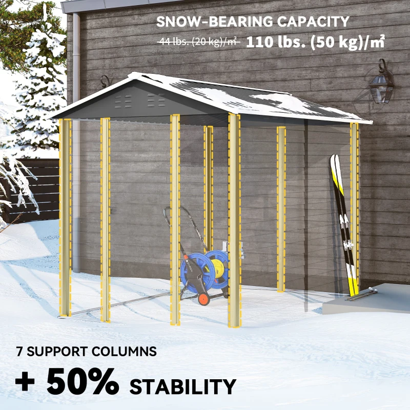 Outsunny 9' x 6' Garden Shed, Outdoor Storage Patio Shed w/ Sloped Roof, Lockable Door for Patio Lawn, Dark Grey