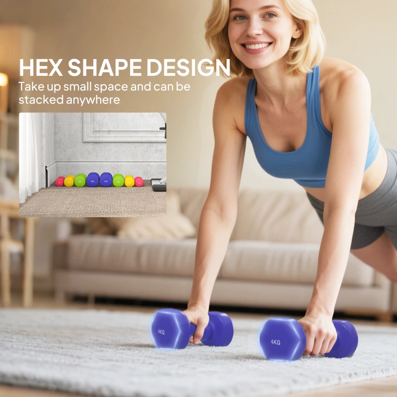 Soozier 44lbs Hex Dumbbell Set, Hand Weights Fitness Dumbbells for Home Gym Strength Training, Multi-Colour