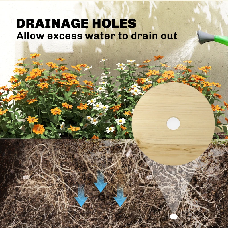 Outsunny Wooden Wagon Planter Box, 2-Tier Raised Garden Bed, for Vegetables Flowers Herbs, Natural