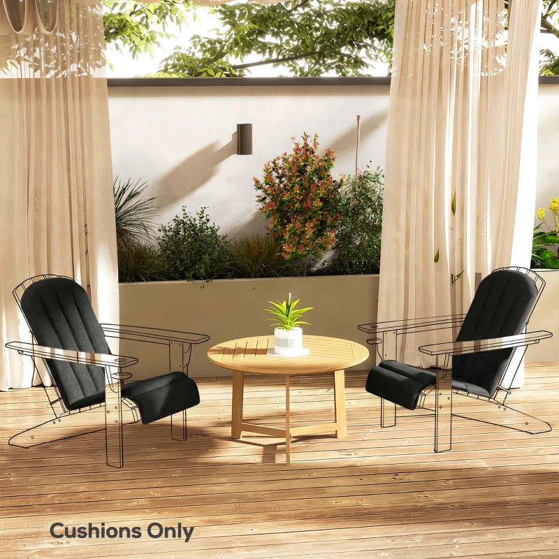 Outsunny Set of 2 Patio Chair Cushions, High Back Adirondack Chair Cushion with Ties, High-Density Foam, Black