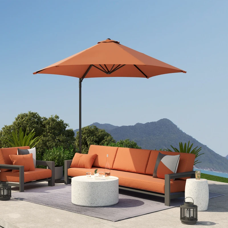 Outsunny 8.5FT Offset Patio Umbrella with 360° Rotation, Outdoor Cantilever Roma Parasol Hanging Sun Shade Canopy Shelter with Cross Base, Orange