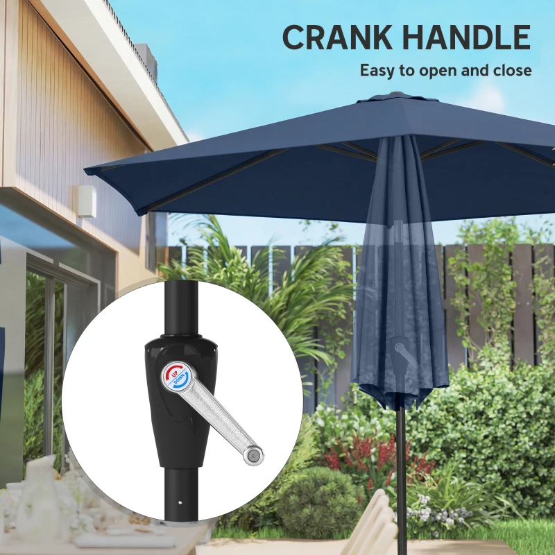 Outsunny 9FT Patio Umbrella, Outdoor Table Patio Umbrellith Tilt, Crank, 6 Ribs, UV Protection for Garden, Lawn, Deck, Backyard