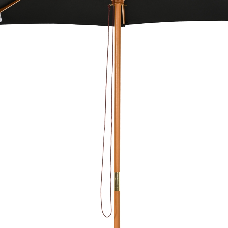 Outsunny 10' x 8' Wooden Patio Umbrella, Garden Parasol, Outdoor Sunshade Canopy with Bamboo Rib for Outdoor, Black