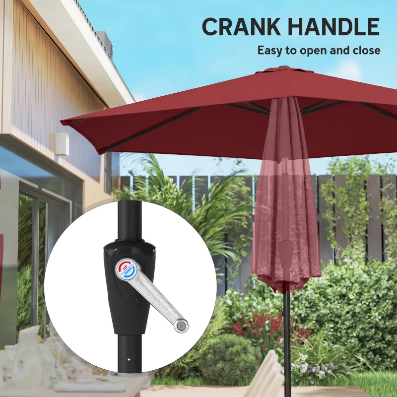 Outsunny 9FT Patio Umbrella, Outdoor Table Patio Umbrellith Tilt, Crank, 6 Ribs, UV Protection for Garden, Lawn, Deck, Backyard