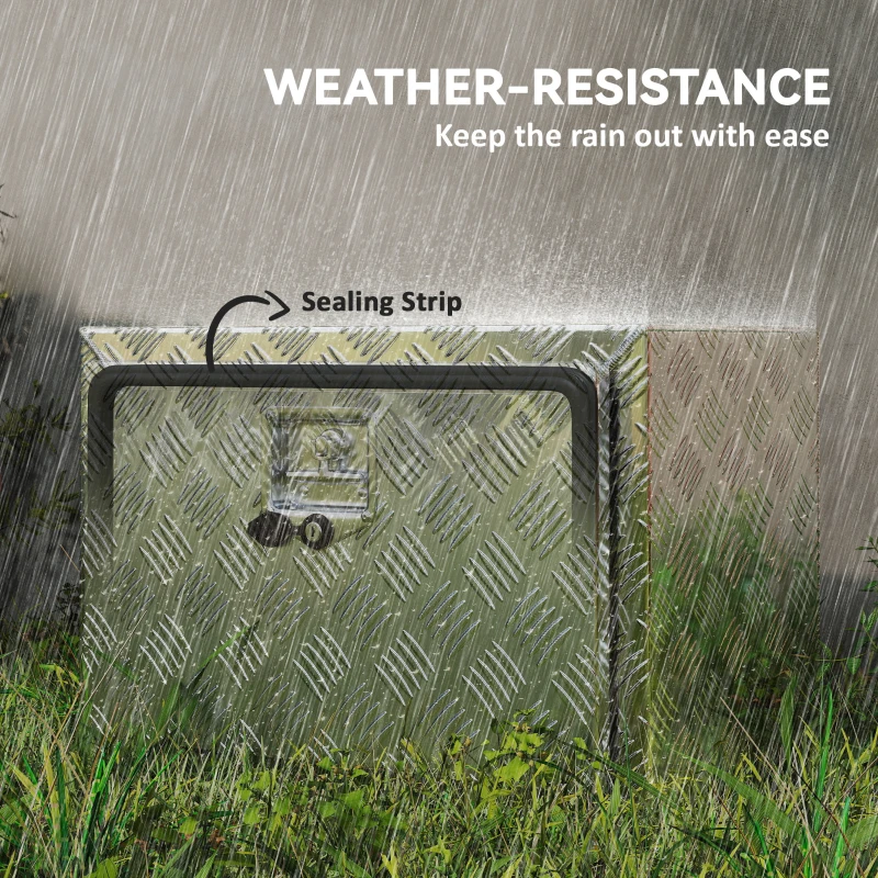 HOMCOM 24 Inch Truck Bed Tool Box, Heavy Duty Aluminum Tool Box, Storage Toolbox Chest Organizer with Lock and Keys