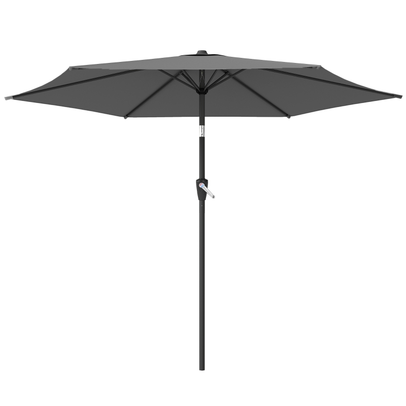 Outsunny 9FT Patio Umbrella, Outdoor Table Patio Umbrellith Tilt, Crank, 6 Ribs, UV Protection for Garden, Lawn, Deck, Backyard