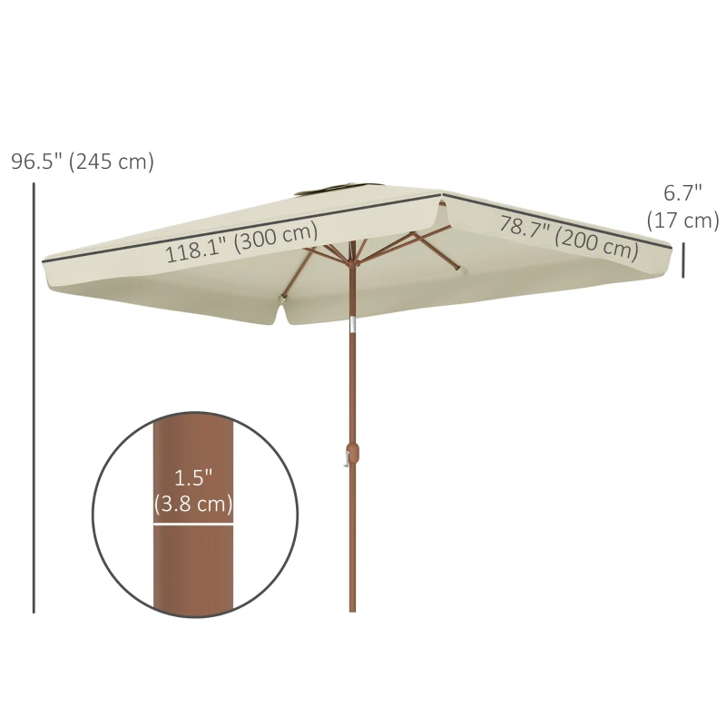 Outsunny Patio Umbrella 118.1" x 78.7" Outdoor Parasol UV50+ Protection in Beige