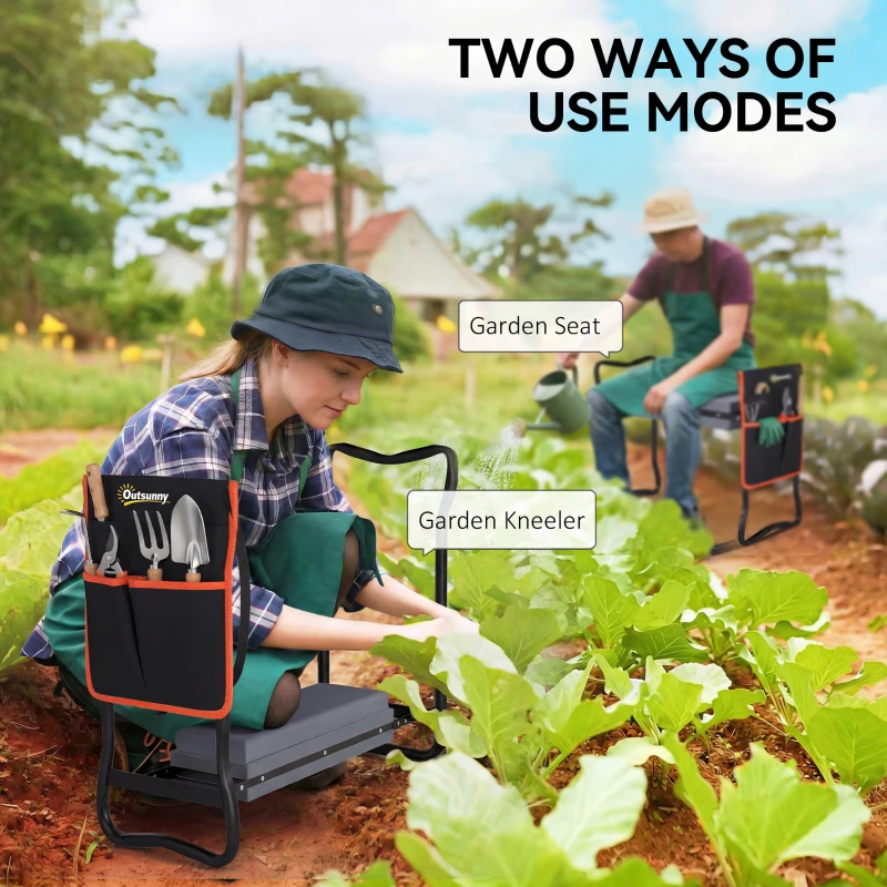 Outsunny Garden Kneeler and Seat, 330lbs Heavy Duty Gardening Stool with Thick Soft Kneeling Pad