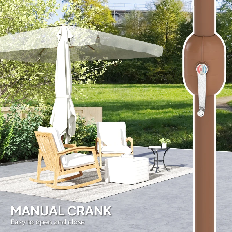 Outsunny Patio Umbrella 118.1" x 78.7" Outdoor Parasol UV50+ Protection in Beige