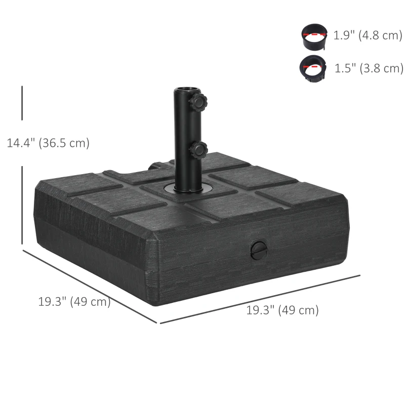 Outsunny Umbrella Stand for 1.5" or 1.9" Umbrella Poles, Fillable Umbrella Base, Black