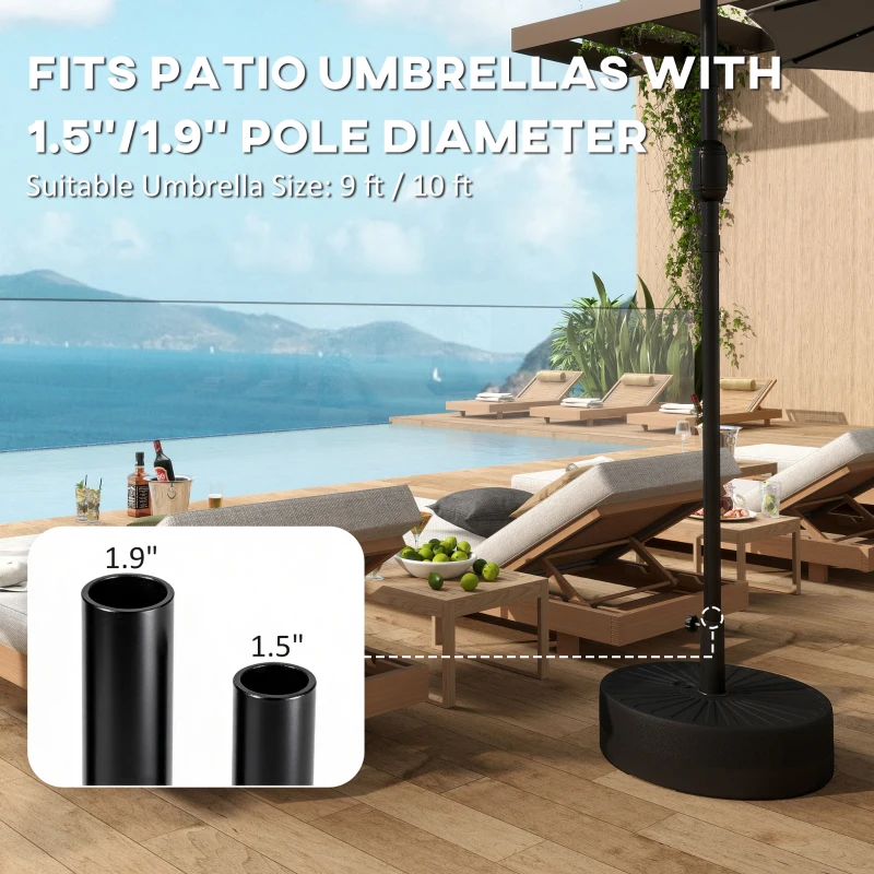 Outsunny Fillable Umbrella Base, 20 inch Water Sand Filled Umbrella Stand, Fit 1.5"/1.9" Umbrella Pole
