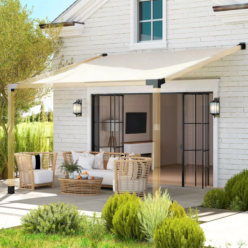 Outsunny Pergola Kit, 15° Slanted Pergola Bracket Kit with 3-Way Brackets, Post Bases, Wall Mounts for 3.6" X 3.6" Lumber, Black