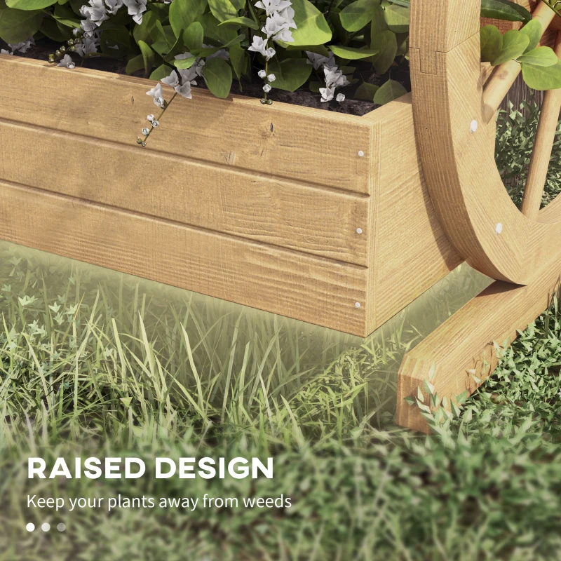 Outsunny Wooden Wagon Planter Box, 3-Tier Raised Garden Bed, for Vegetables Flowers Herbs, 24" x 24" x 22", Natural