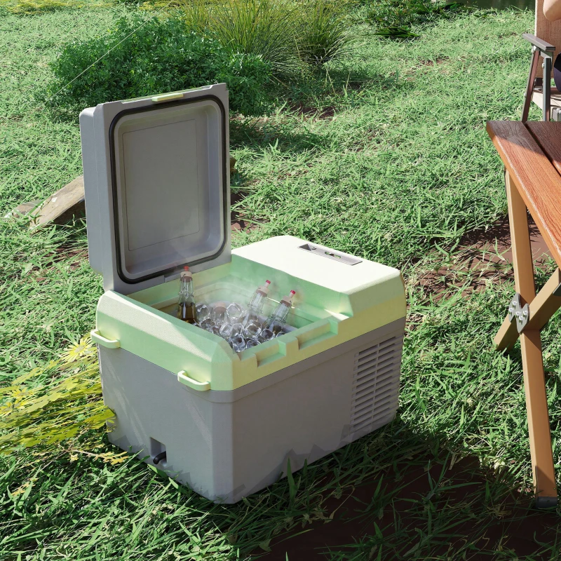 Outsunny 12 Volt Car Refrigerator, 12QT Car Fridge Electric Cooler, 12/24V DC and 110-240V AC, -68℉~68℉, Portable Refrigerator