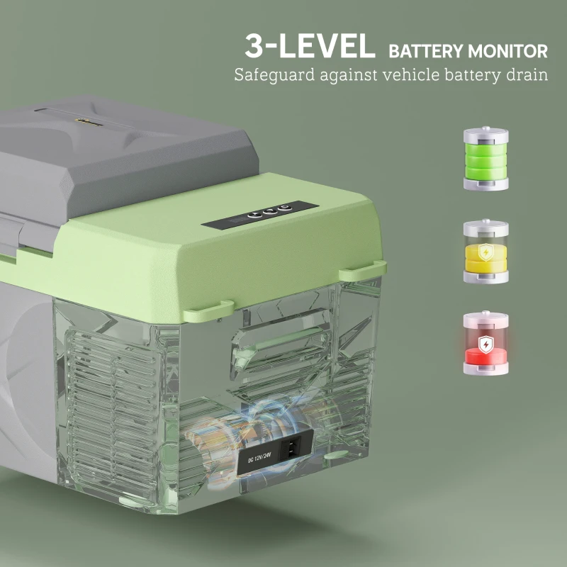 Outsunny 12 Volt Car Refrigerator, 12QT Car Fridge Electric Cooler, 12/24V DC and 110-240V AC, -68℉~68℉, Portable Refrigerator