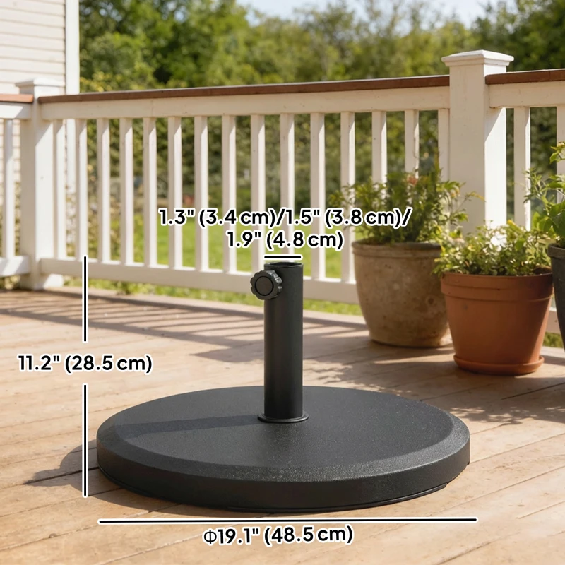 Outsunny 29 lbs Cement Patio Umbrella Base, 19" Heavy Duty Parasol Stand Market Umbrella Base Holder