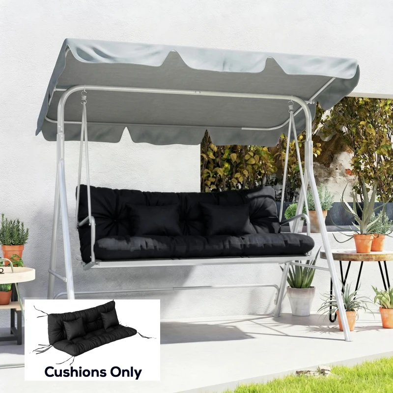 Outsunny 4-Piece Back and Seat Cushion Pillows Replacement and Pillows, Patio Chair Cushions Set with Ties, Black